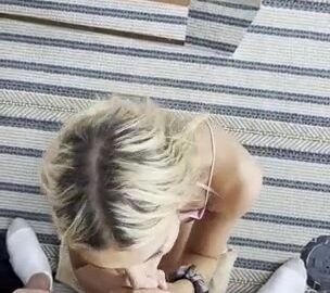 Horny College Slut's Double Handed Sloppy Deepthroat Blowjob Gagging Cum Guzzler! Image