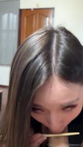 MewSlut's Insane Chopstick Deepthroat Cock Sucking Sloppy Asian Slut Blowjob Frenzy! Image