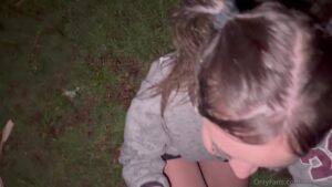 Mewslut's Sloppy Deepthroat Blowbang in Pitch Black Rainy Park – Cum Drenched Whore Swallows Huge Cock! Image